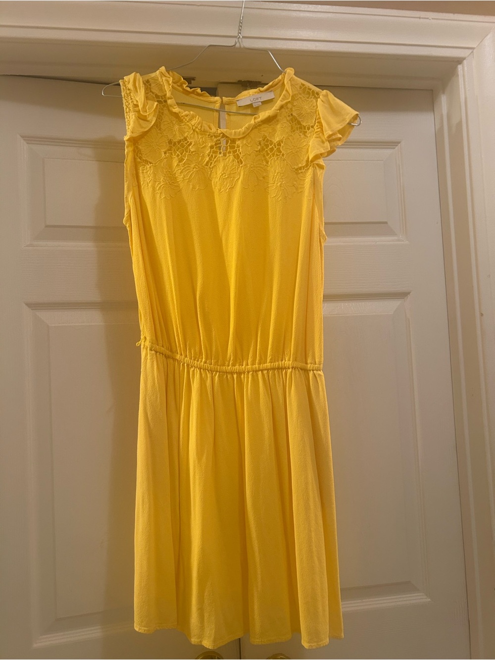 LOFT Yellow Lace Yoke Sundress